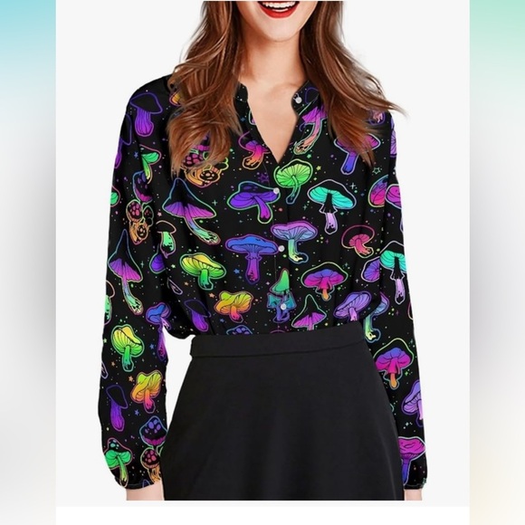 Womens Shirts Oversized Tops Dressy Casual Button Down Long Sleeve Loose Blouse - Picture 1 of 9